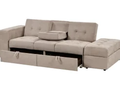 Divano letto 3 posti FALSTER Tessuto Marrone chiaro con contenitore
