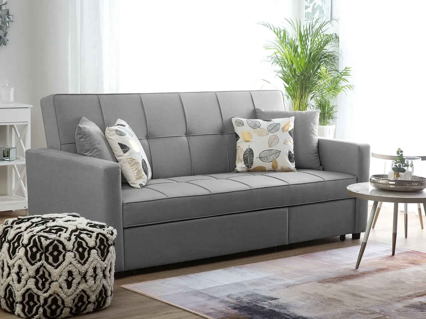 Divano letto 3 posti GLOMMA Tessuto Grigio chiaro