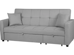 Divano letto 3 posti GLOMMA Tessuto Grigio chiaro