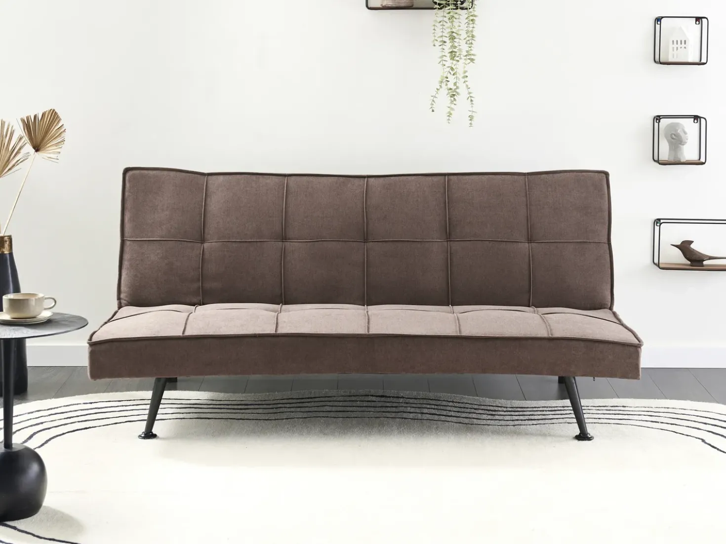 Divano letto 3 posti HASLE Tessuto Marrone