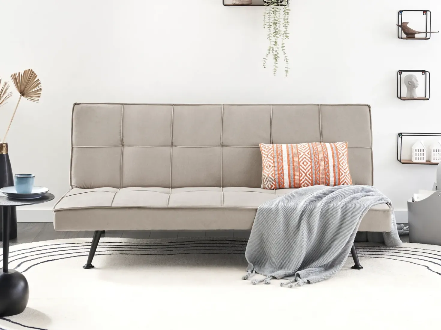 Divano letto 3 posti HASLE Tessuto Beige