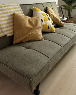 Divano letto 3 posti HASLE Tessuto Verde oliva