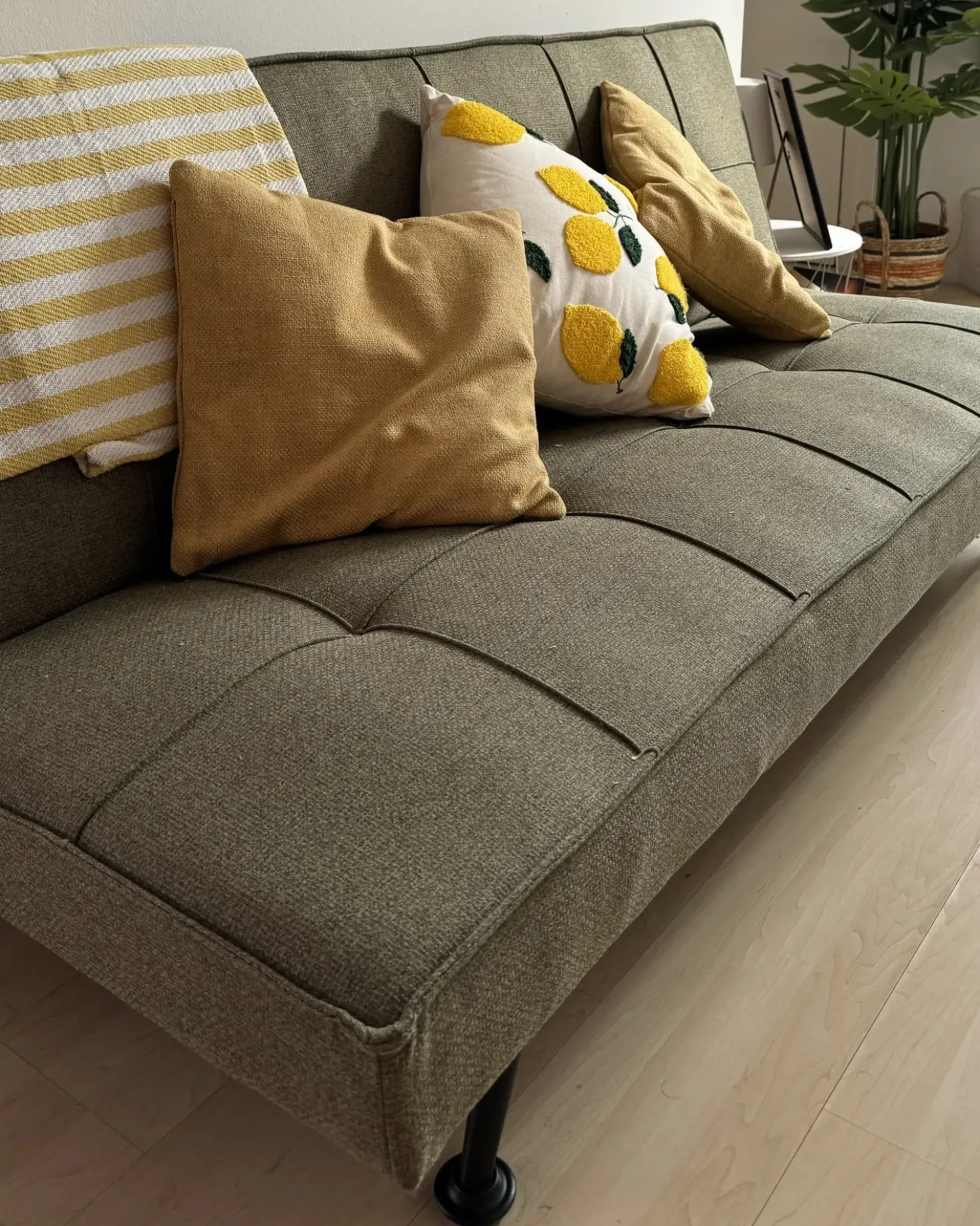 Divano letto 3 posti HASLE Tessuto Verde oliva