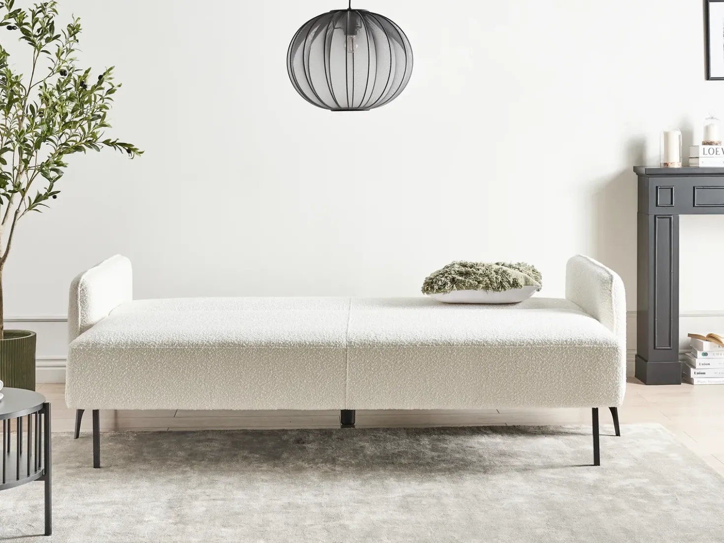 Divano letto 3 posti HEMING Bouclé Bianco sporco