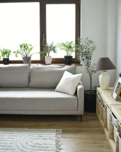 Divano letto 3 posti HEMING Tessuto Marrone chiaro