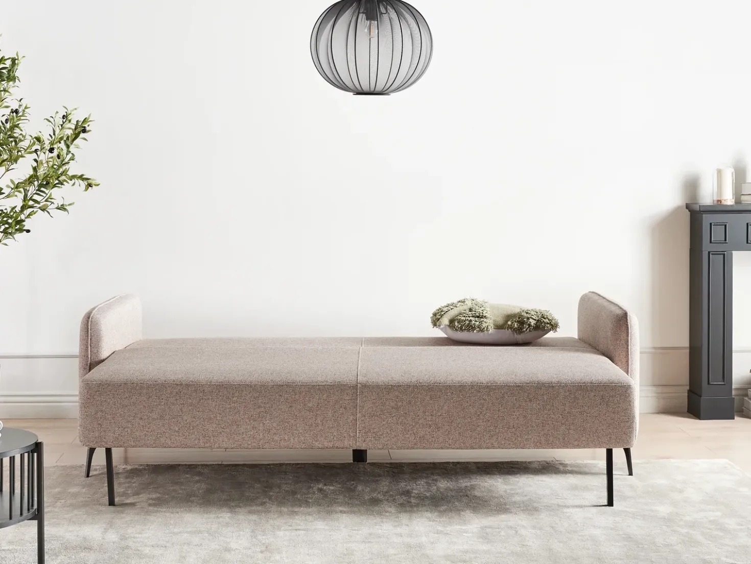 Divano letto 3 posti HEMING Tessuto Marrone chiaro