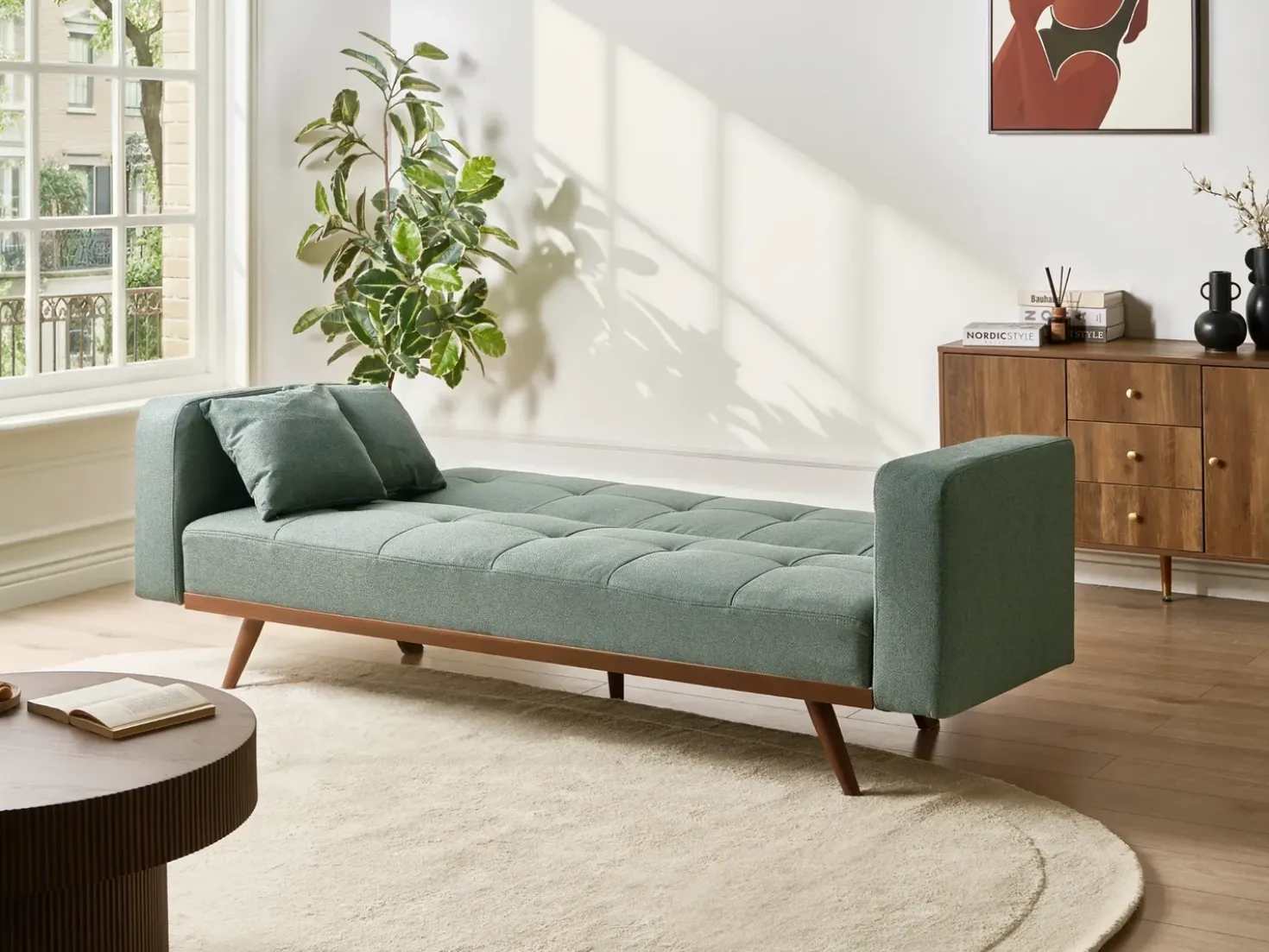 Divano letto 3 posti HJULBY Verde