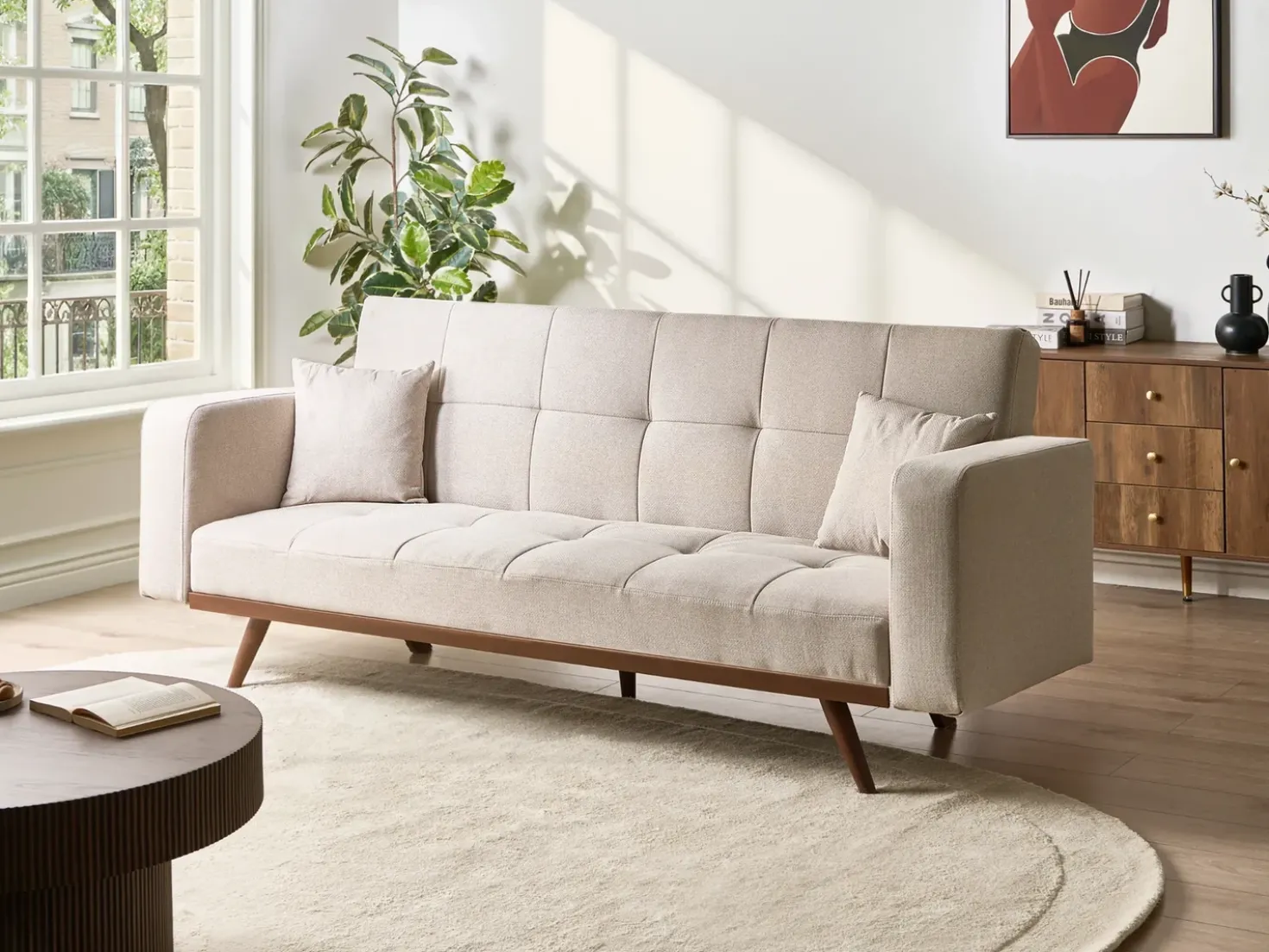 Divano letto 3 posti HJULBY Beige chiaro