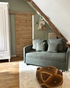 Divano letto 2 posti HOVIN Tessuto Verde