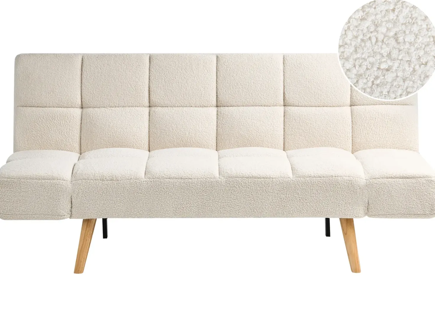 Divano letto 2 posti INGARO Bouclé Bianco sporco