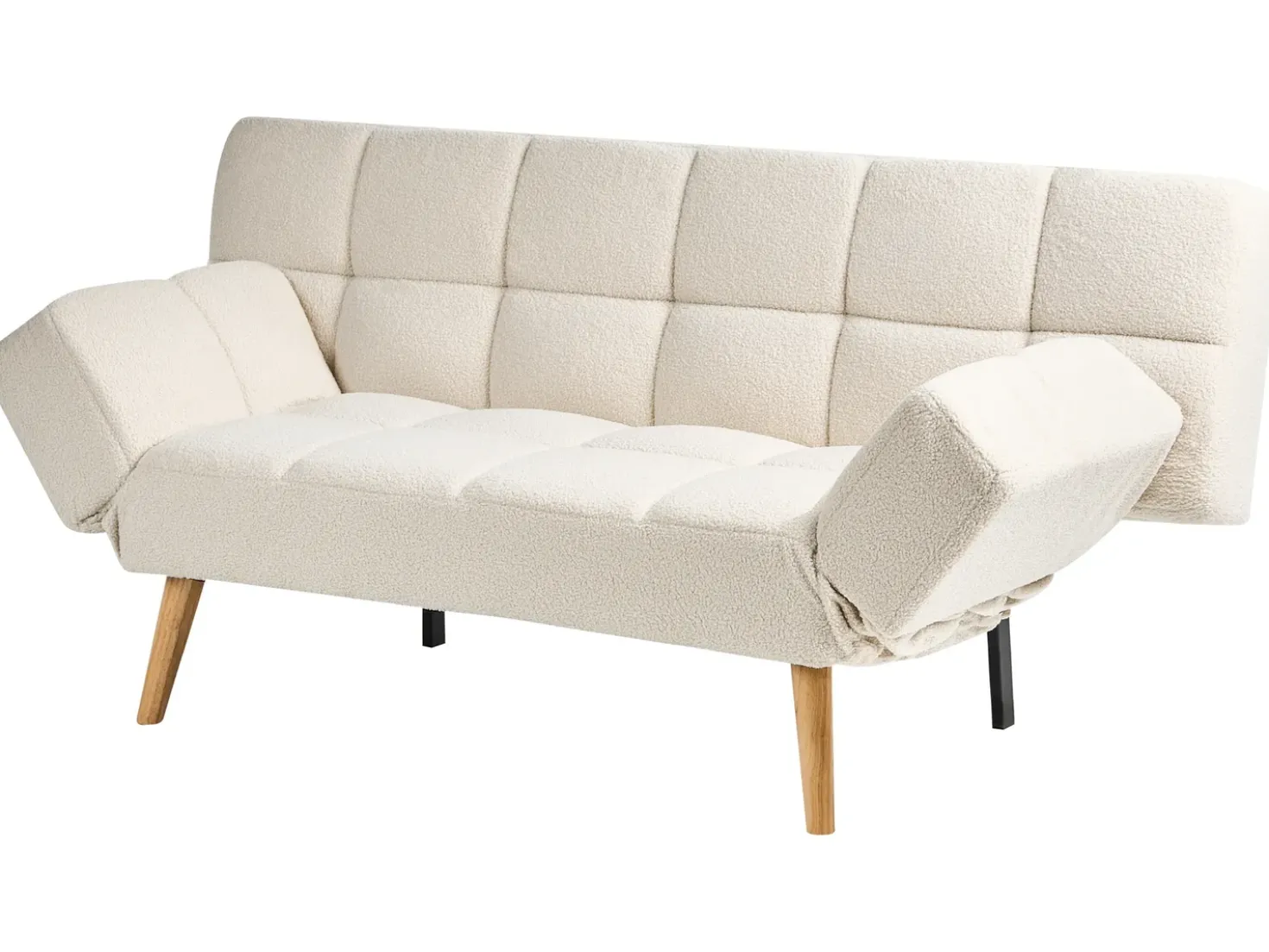 Divano letto 2 posti INGARO Bouclé Bianco sporco