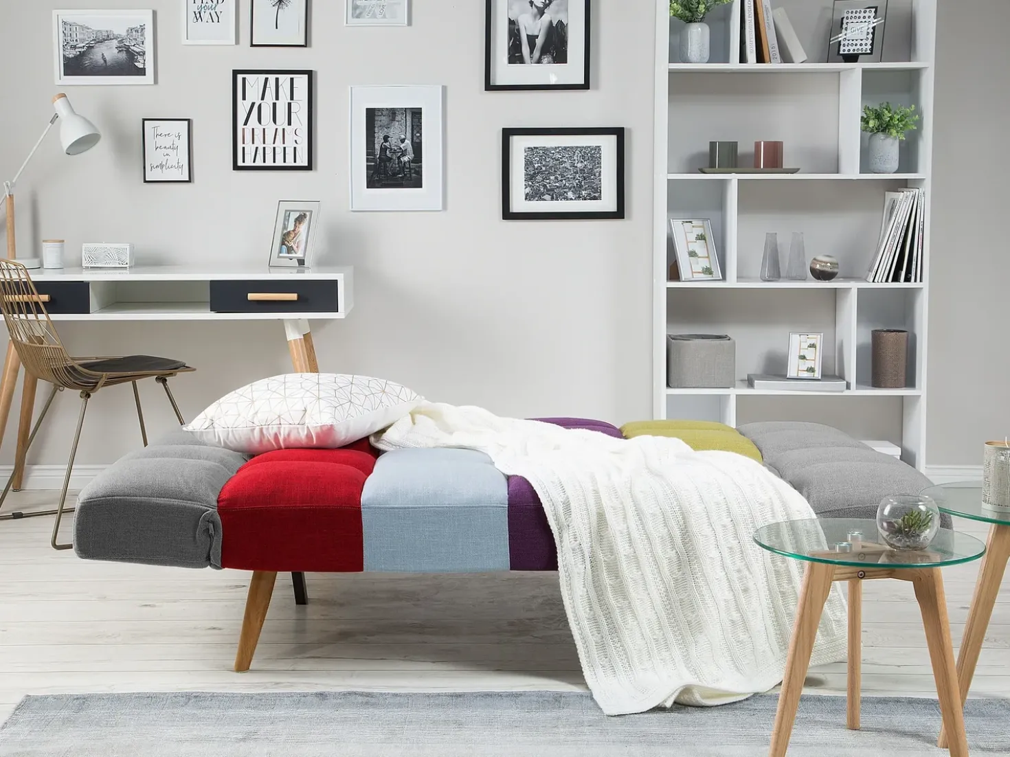 Divano letto 2 posti INGARO Tessuto Multicolore