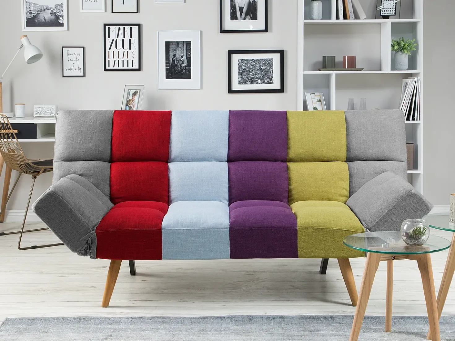 Divano letto 2 posti INGARO Tessuto Multicolore