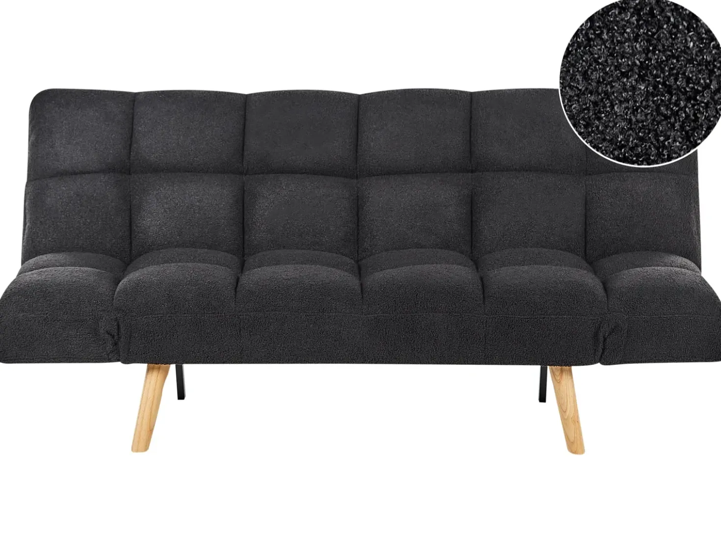 Divano letto 2 posti INGARO Bouclé Nero
