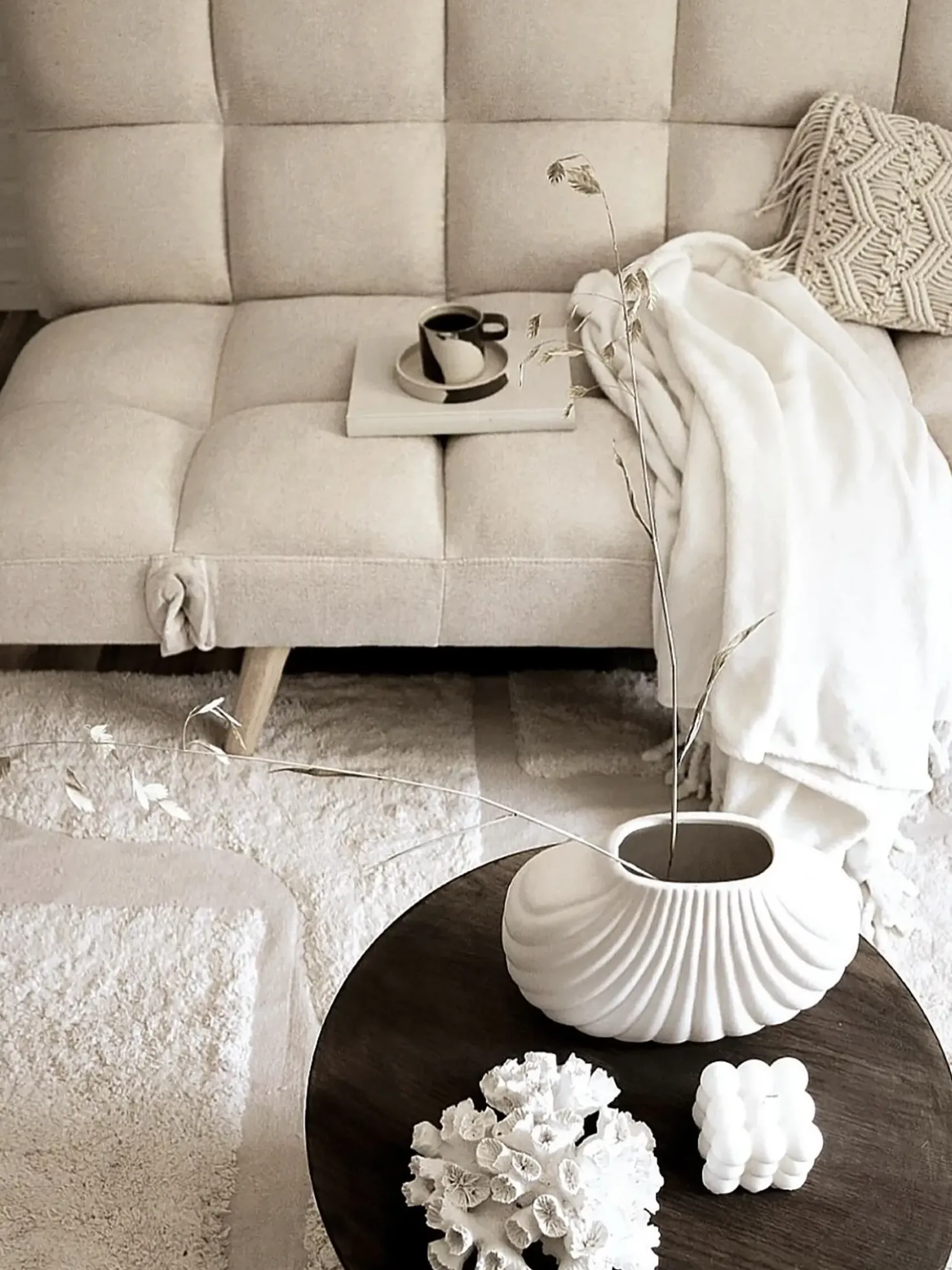 Divano letto 2 posti INGARO Tessuto Beige