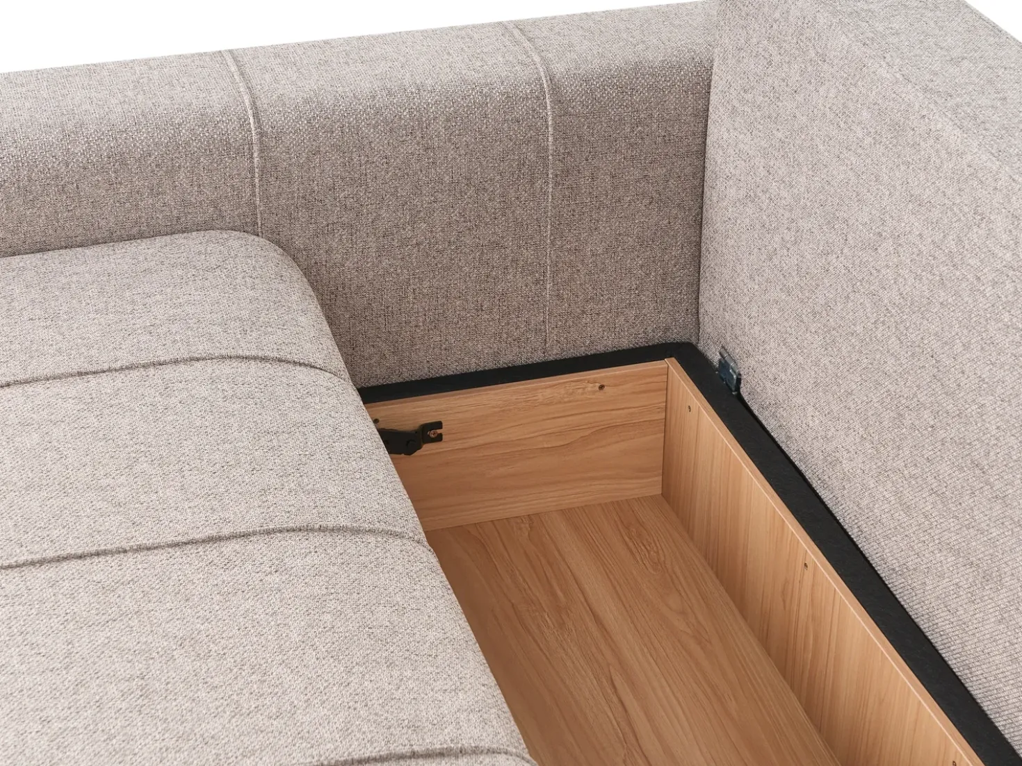 Divano letto 2 posti INNVIK Tessuto Marrone chiaro con contenitore