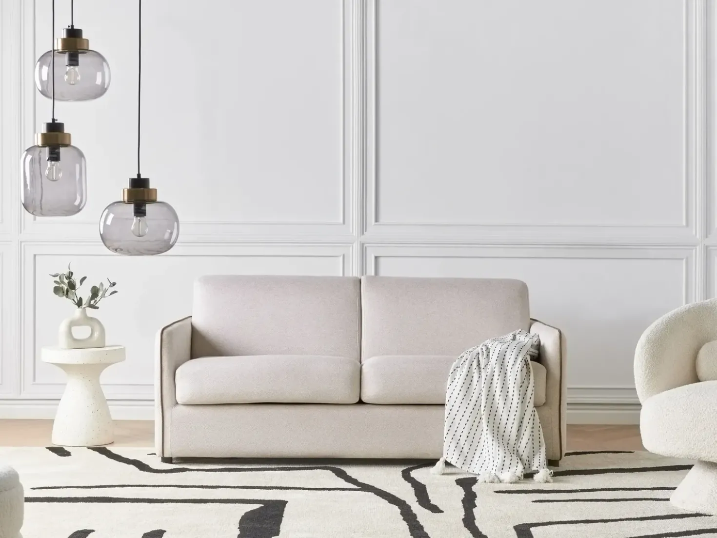 Divano letto 2 posti ISHOJ Tessuto Beige chiaro