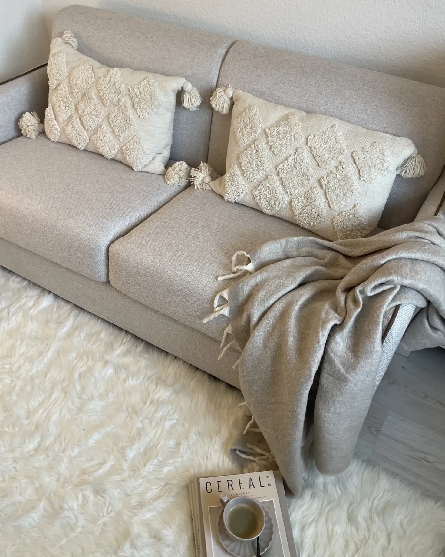 Divano letto 2 posti ISHOJ Tessuto Beige chiaro