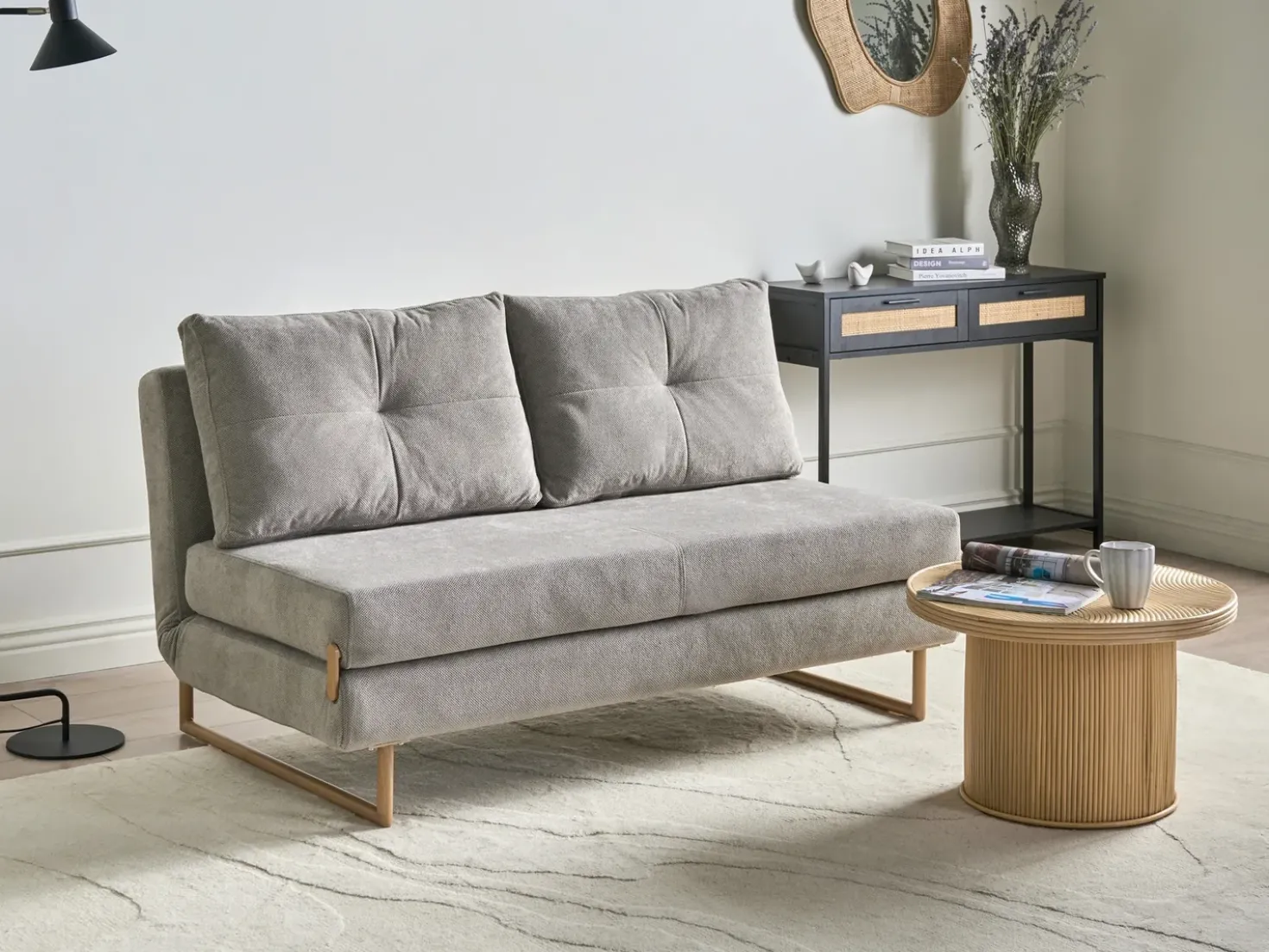 Divano letto 3 posti JERSLEV Tessuto Grigio