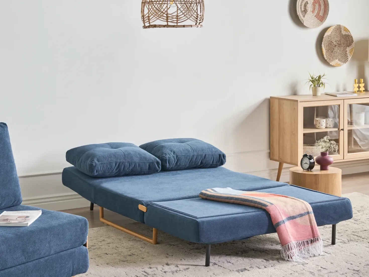 Divano letto 2 posti JERSLEV Tessuto Blu
