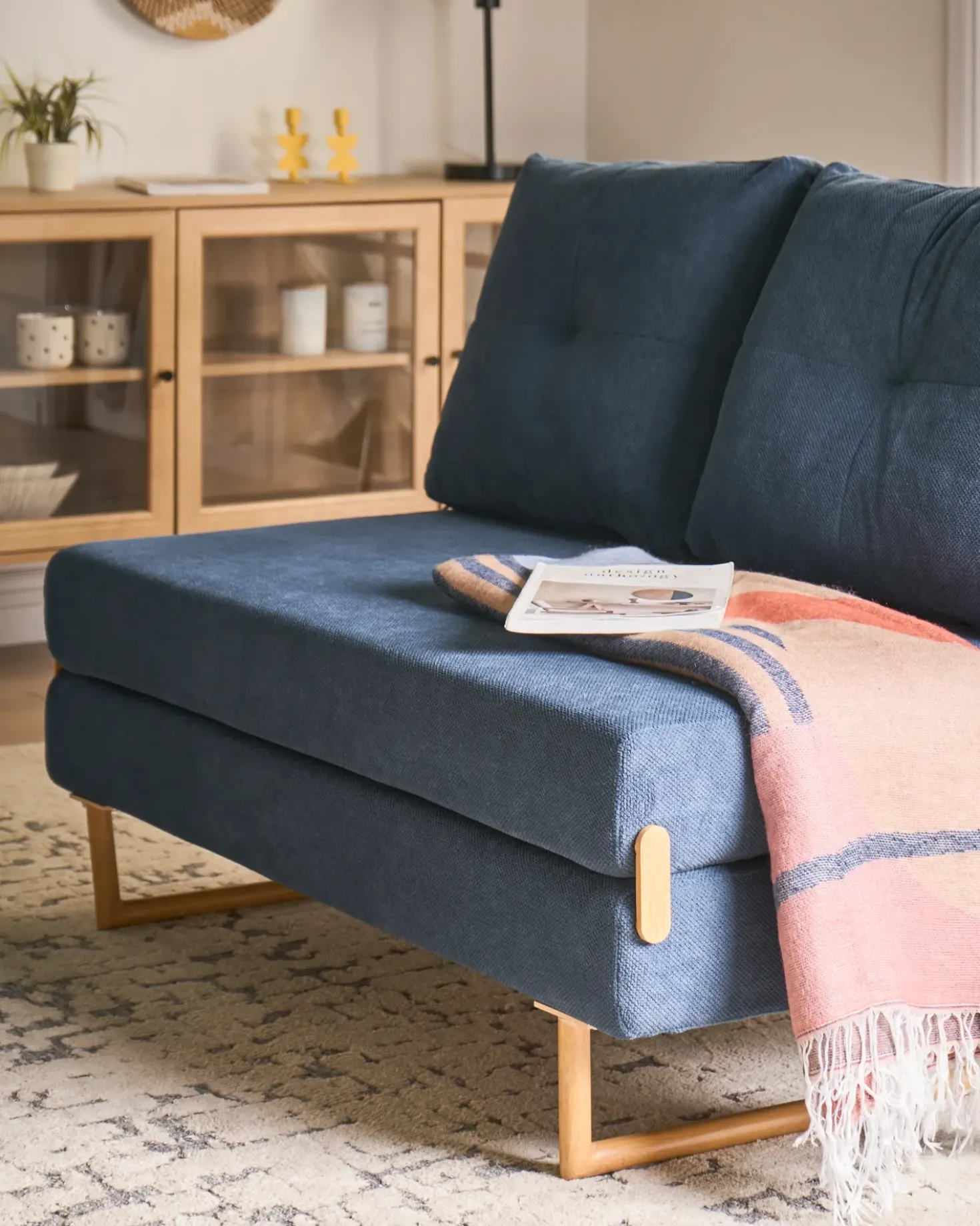 Divano letto 2 posti JERSLEV Tessuto Blu