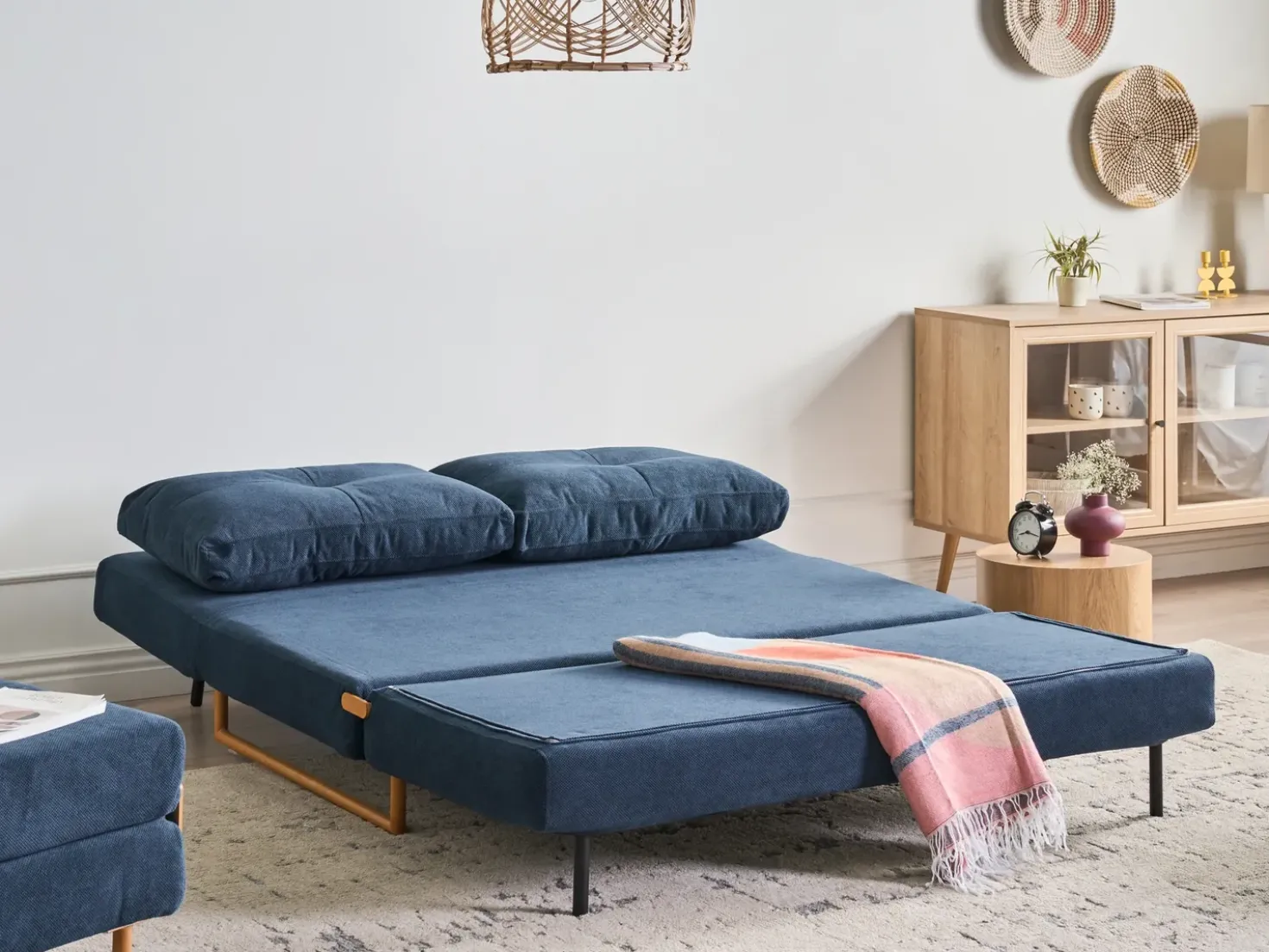 Divano letto 3 posti JERSLEV Tessuto Blu