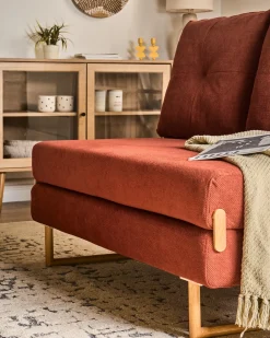 Divano letto 2 posti JERSLEV Tessuto Rosso