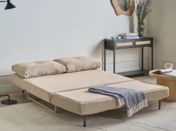 Divano letto 3 posti JERSLEV Tessuto Marrone chiaro