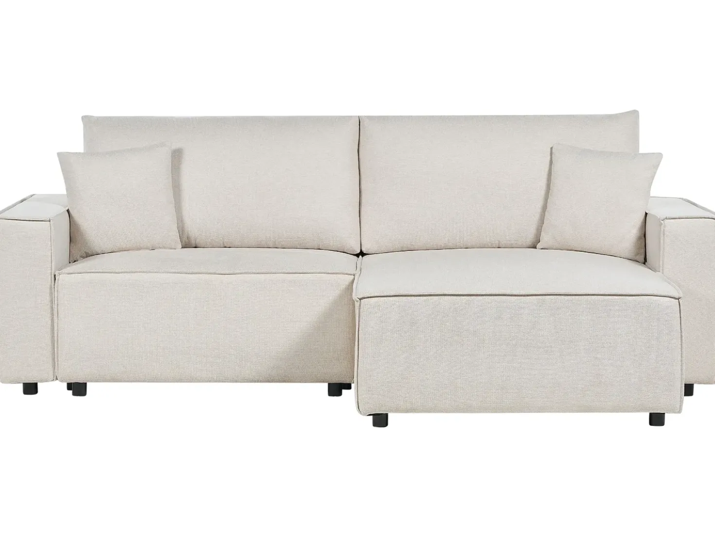 Divano letto 3 posti KARILA Tessuto Beige chiaro con contenitore Lato Sinistro