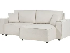 Divano letto 3 posti KARILA Tessuto Beige chiaro con contenitore Lato Sinistro