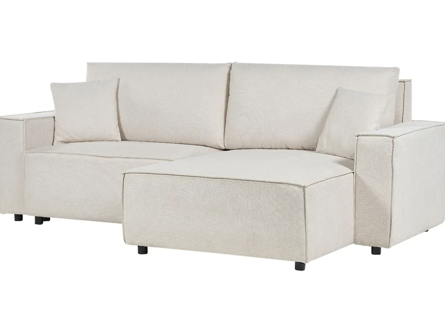 Divano letto 3 posti KARILA Tessuto Beige chiaro con contenitore Lato Sinistro