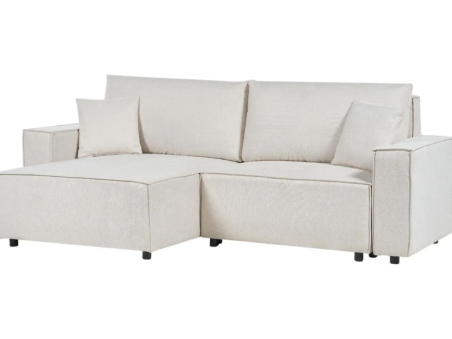Divano letto 3 posti KARILA Tessuto Beige chiaro con contenitore Lato destro