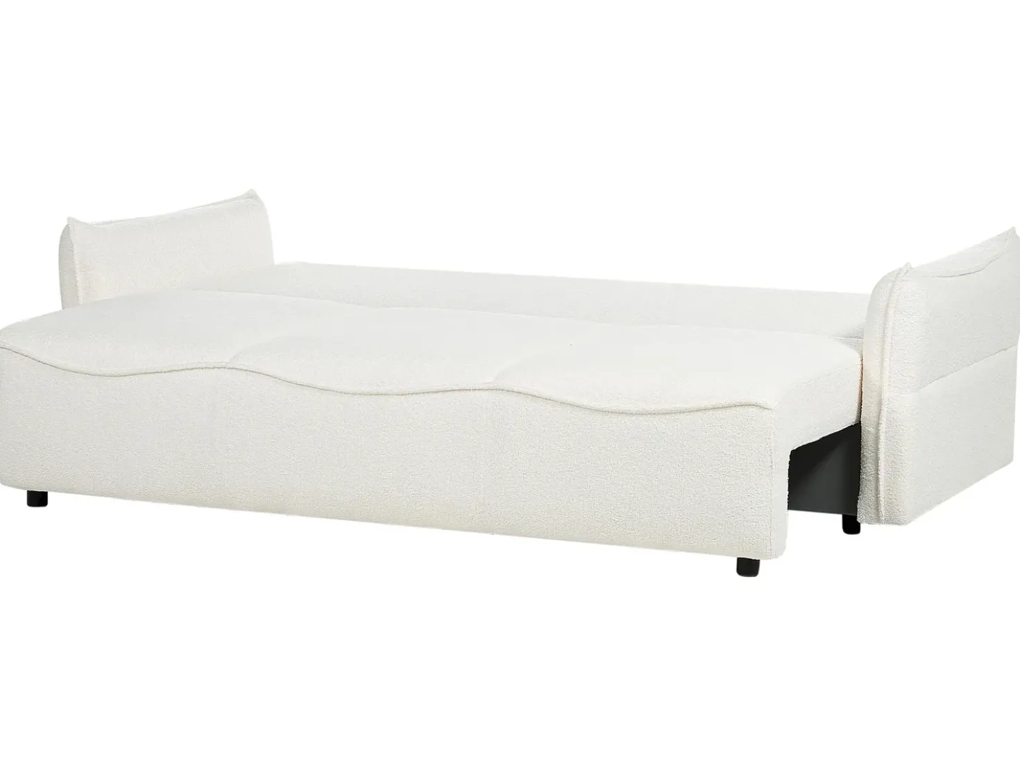 Divano letto 3 posti KRAMA Bouclé Bianco con contenitore