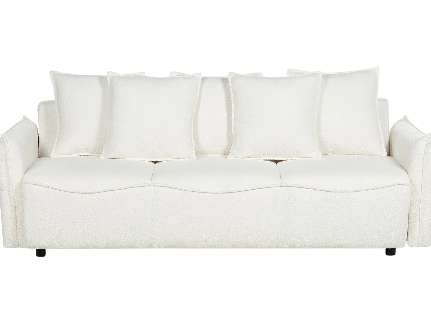 Divano letto 3 posti KRAMA Bouclé Bianco con contenitore