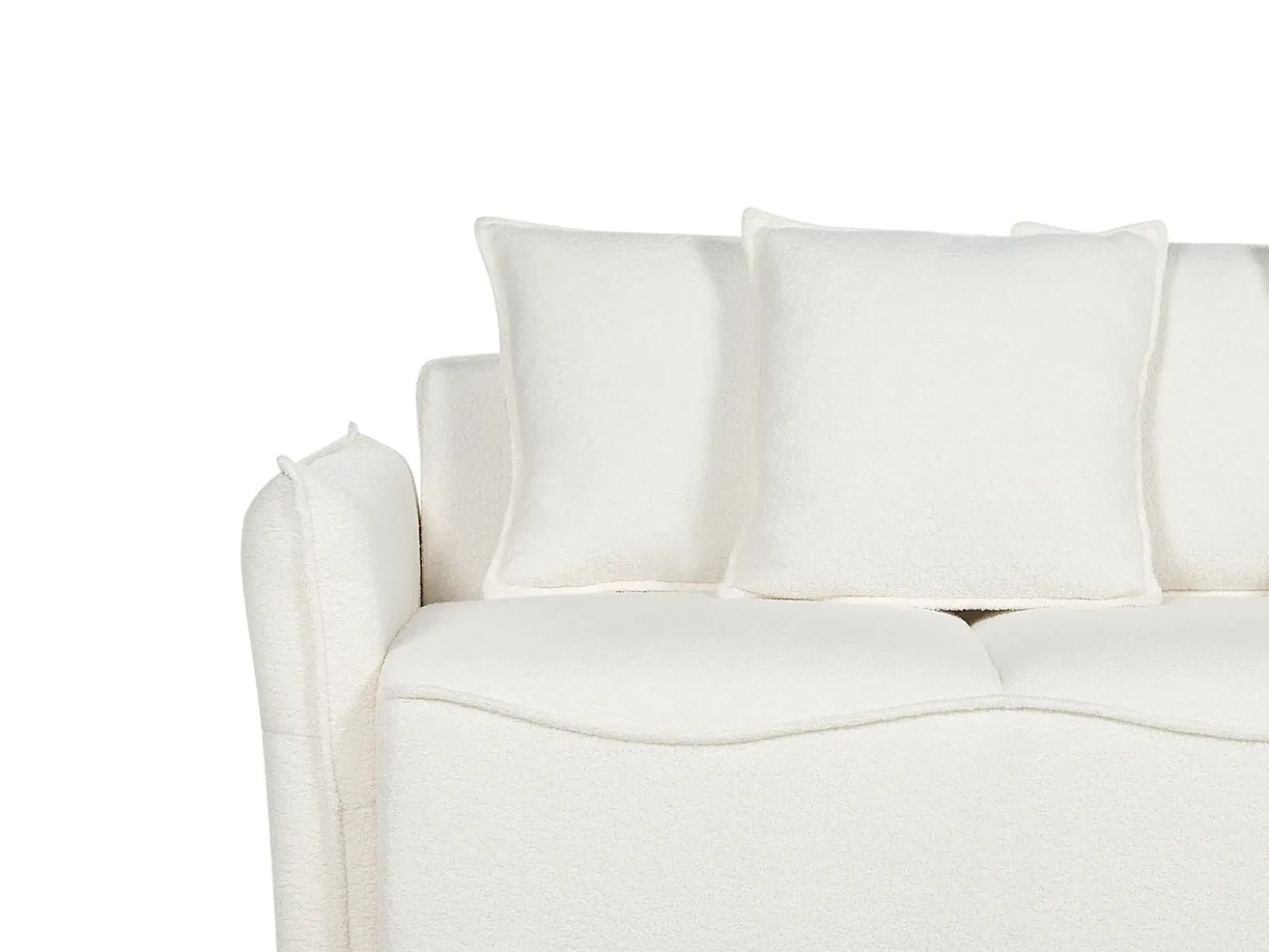 Divano letto 3 posti KRAMA Bouclé Bianco con contenitore