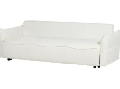 Divano letto 3 posti KRAMA Bouclé Bianco con contenitore