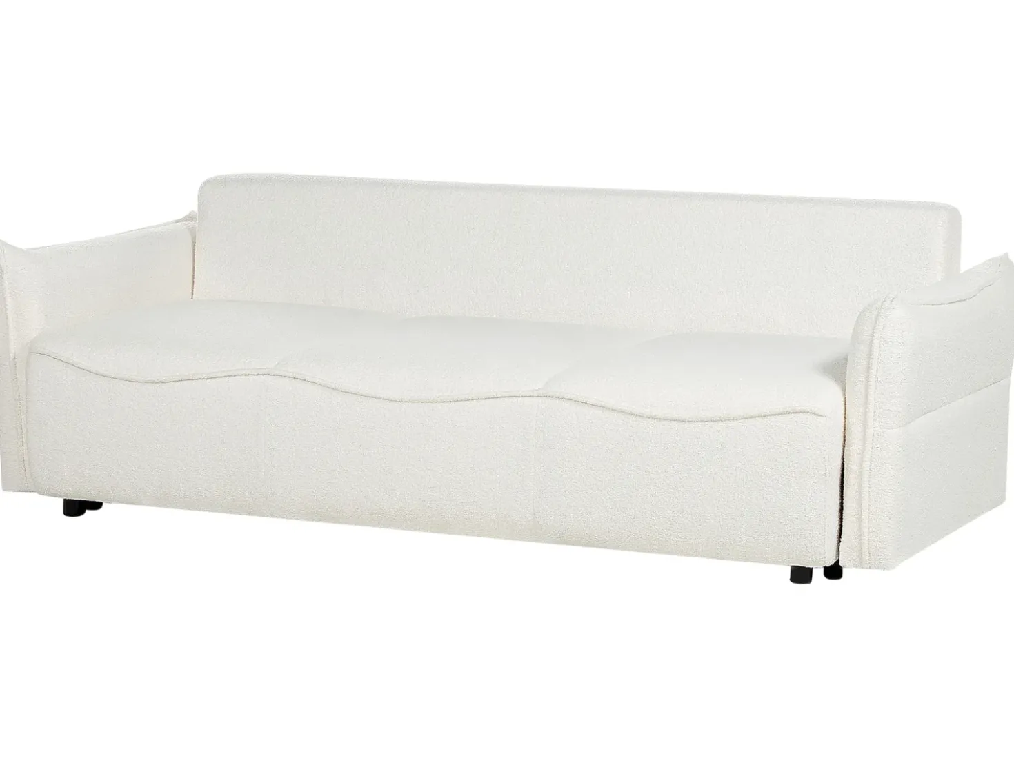 Divano letto 3 posti KRAMA Bouclé Bianco con contenitore