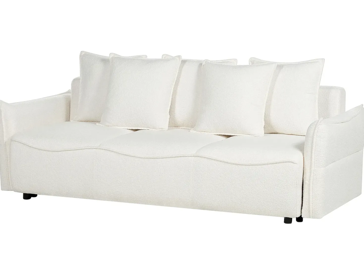 Divano letto 3 posti KRAMA Bouclé Bianco con contenitore