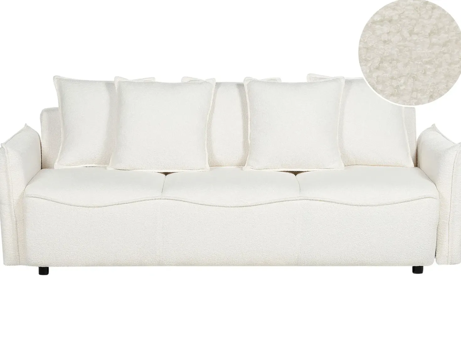 Divano letto 3 posti KRAMA Bouclé Bianco con contenitore