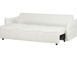 Divano letto 3 posti KRAMA Bouclé Bianco con contenitore