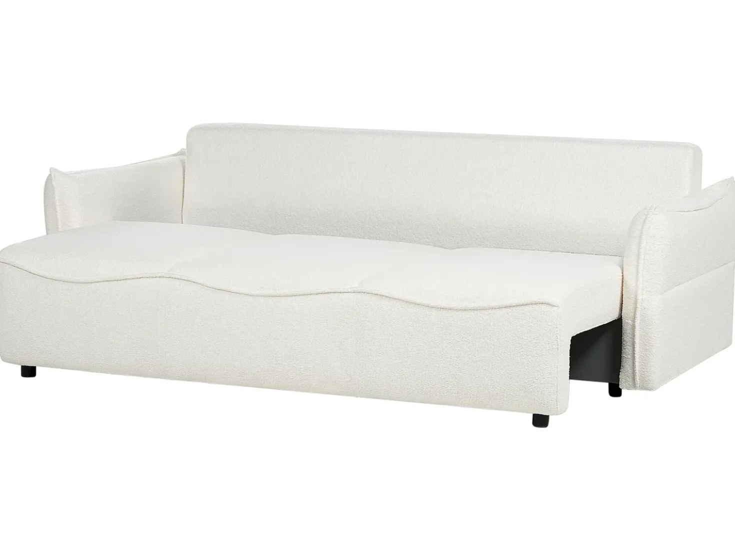 Divano letto 3 posti KRAMA Bouclé Bianco con contenitore