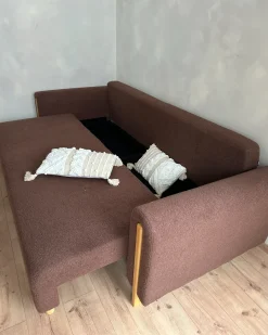 Divano letto 3 posti KVAM Bouclé Marrone con contenitore