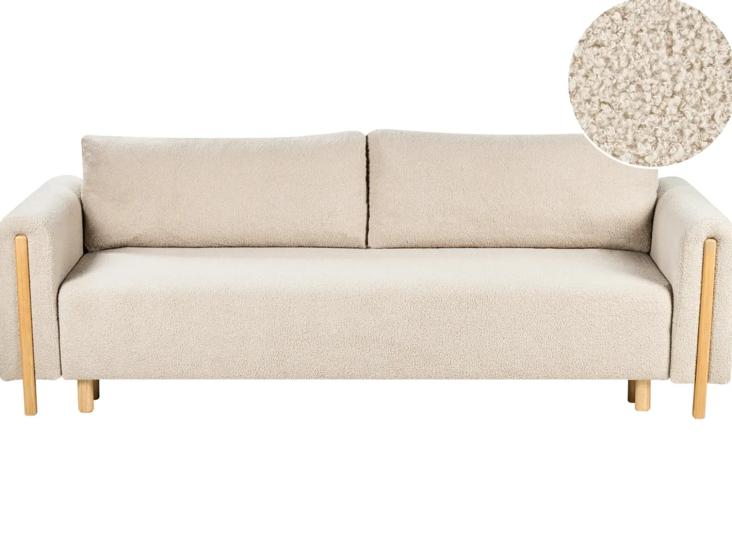 Divano letto 3 posti KVAM Bouclé Beige chiaro con contenitore