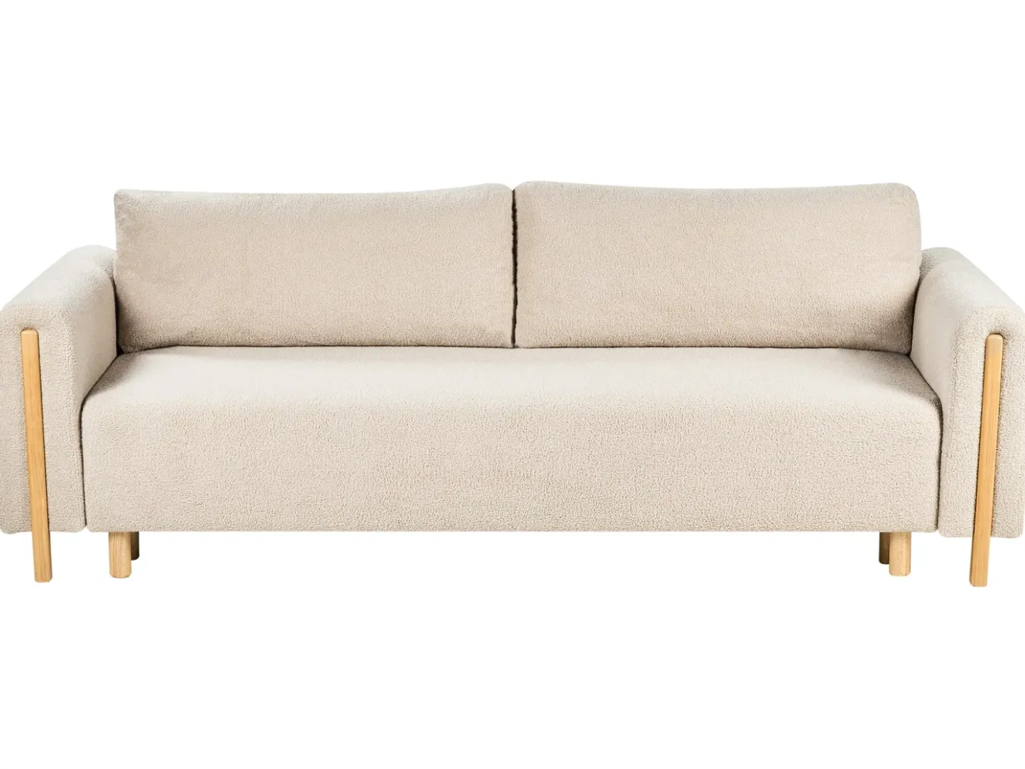 Divano letto 3 posti KVAM Bouclé Beige chiaro con contenitore