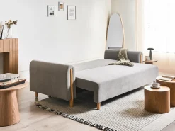 Divano letto 3 posti KVAM Tessuto Grigio con contenitore