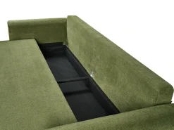 Divano letto 3 posti KVAM Tessuto Verde con contenitore