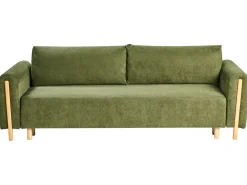 Divano letto 3 posti KVAM Tessuto Verde con contenitore
