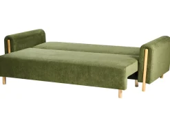 Divano letto 3 posti KVAM Tessuto Verde con contenitore