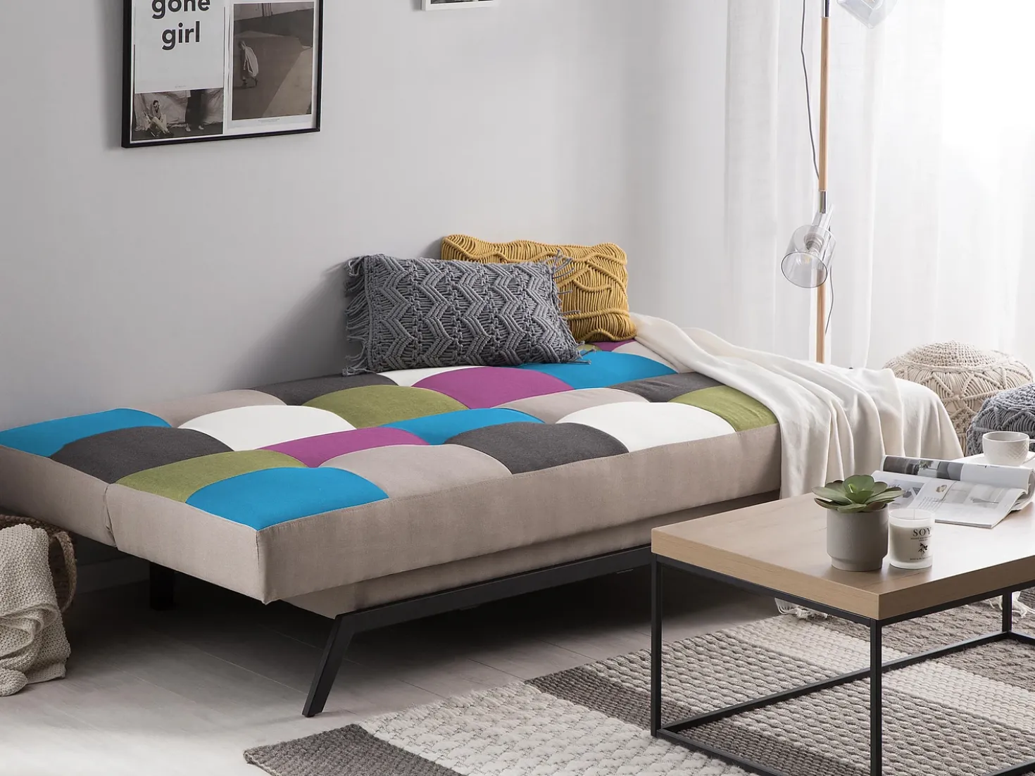 Divano letto 3 posti LEEDS Tessuto Multicolore