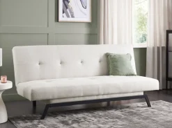 Divano letto 3 posti LEEDS Tessuto Bianco